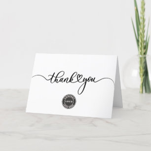 Add Your Logo and Company Website Business Letterpress Thank You Card