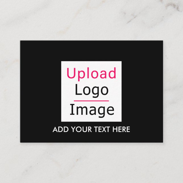 Add Your Logo and Custom Text Business Chic Black Enclosure Card (Front)