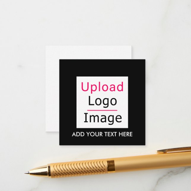Add Your Logo and Custom Text Business Chic Black Enclosure Card (Front/Back In Situ)