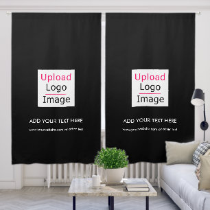 Add Your Logo and Custom Text Business Chic Blackout Curtains