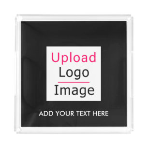 Add Your Logo and Custom Text Modern Business Chic Acrylic Tray