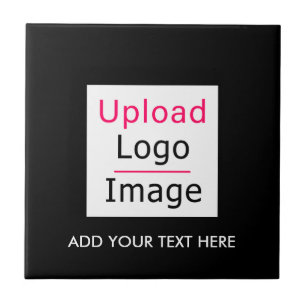 Add Your Logo and Custom Text Modern Business Chic Ceramic Tile