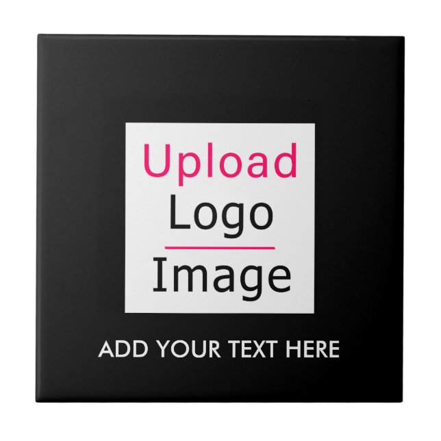 Add Your Logo and Custom Text Modern Business Chic Ceramic Tile (Front)