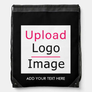 Add Your Logo and Custom Text Modern Business Chic Drawstring Bag