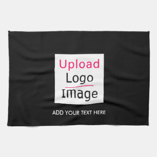 Add Your Logo and Custom Text Modern Business Chic Kitchen Towel