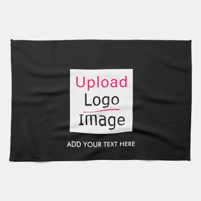 Add Your Logo and Custom Text Modern Business Chic Kitchen Towel (Horizontal)