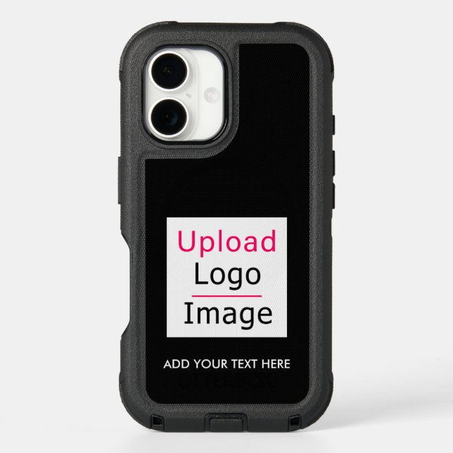 Add Your Logo and Custom Text Modern Business Chic Otterbox iPhone Case (Back)