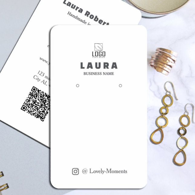 Add your logo and QR Code earring display  Business Card (Add your logo and QR Code earring display #studearringdisplayholder #earringholder #jewellery)