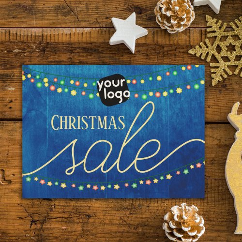   Add Your Logo And QR Code Elegant Christmas Sale Postcard