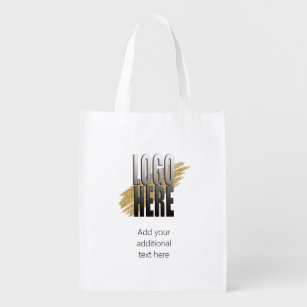 Add Your Logo and Text on White Reusable Grocery Bag