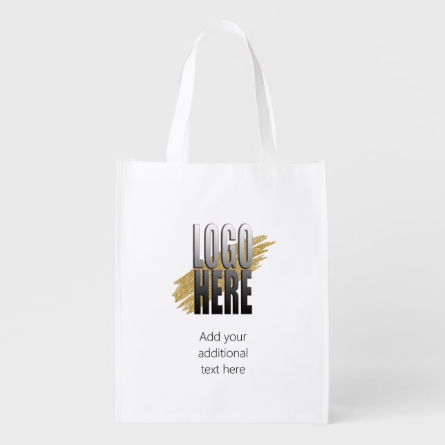 Add Your Logo and Text on White Reusable Grocery Bag (Front)