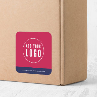 Add Your Logo and Website Address Contrast Colors Square Sticker