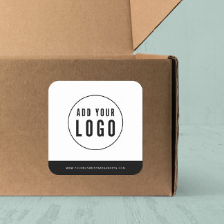 Add Your Logo and Website Address Contrast Colors Square Sticker