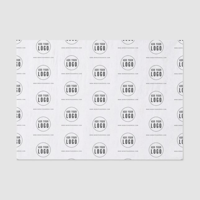 Add Your Logo and Website Black and White Tissue Paper (Front)