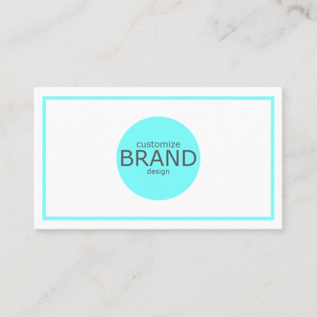 Add Your Logo Aqua Blue and White Modern Simple Business Card (Front)