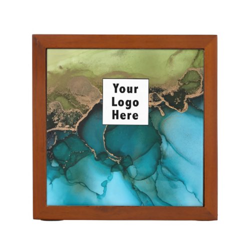 Add Your Logo Aqua Green Black Teal Gold Clipboard Desk Organizer