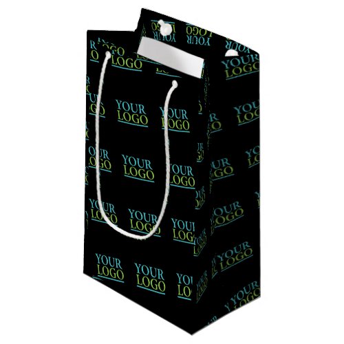Add Your Logo Art Photo Business Promo DIY Black Small Gift Bag