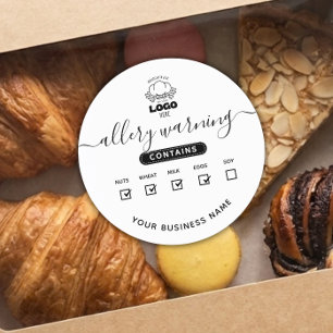 Add your Logo Bakery Food Allergens Warning Label