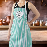 Add Your Logo Baking Cooking Teal Apron<br><div class="desc">Discover the charm of our custom cooking apron. Uniquely designed with a vibrant teal background and vintage pin stripe pattern, this apron is truly one-of-a-kind. Customize the color to suit your personal style or match your kitchen decor, and make it your own with your logo. This apron isn't just a...</div>