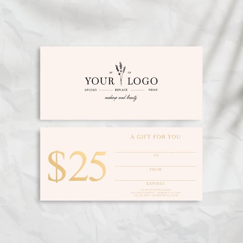 Add Your Logo Beauty Gift Certificate Gold Pink