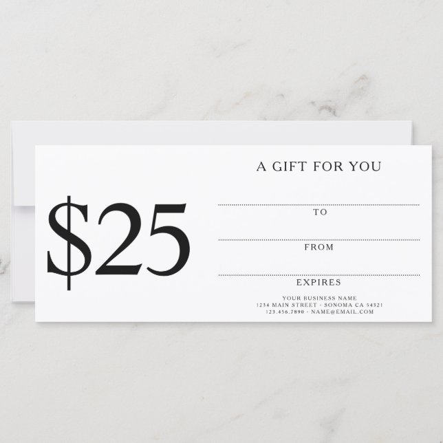 Add Your Logo Beauty Gift For You Certificate $25 (Back)