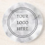 Add Your Logo Black and White Marble Business Coaster