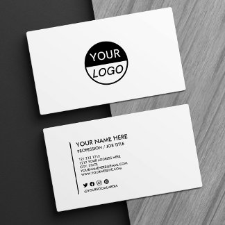 Add Your Logo Black and White Minimalist Business Card