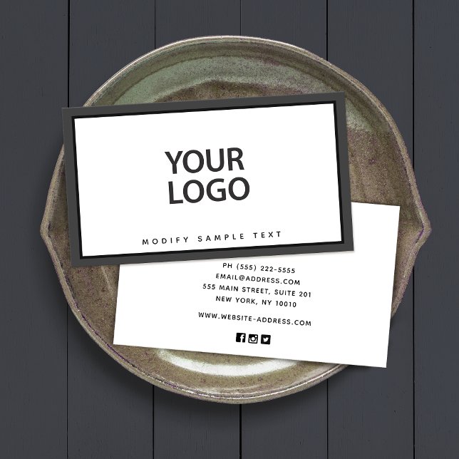 Add Your Logo Black Border Business Card (Creator Uploaded)