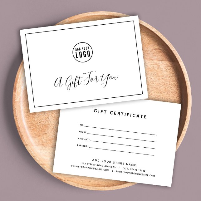 Add Your Logo Black Border Gift Certificate (Creator Uploaded)