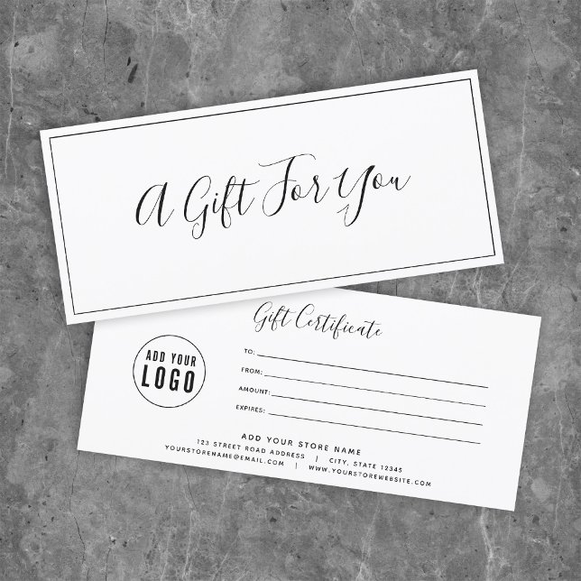 Add Your Logo Black Border White Gift Certificate (Creator Uploaded)