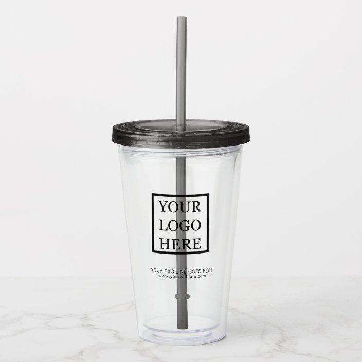 Add Your Logo Black Business Promotional Acrylic Tumbler | Zazzle.com