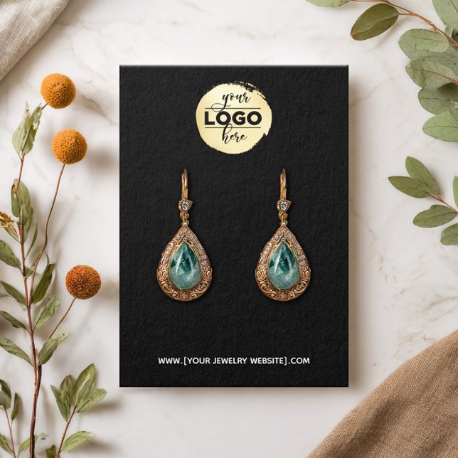 Add Your Logo - Black Earring Display Card (Creator Uploaded)