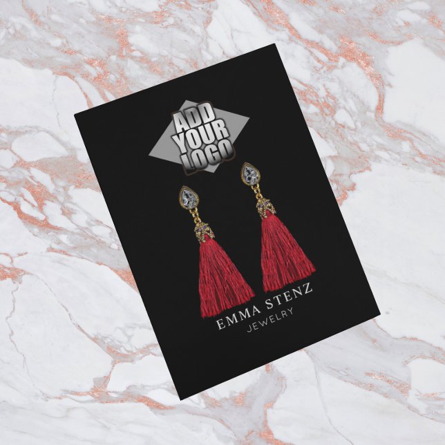 Add Your Logo Black Earring Jewelry Display Card (Creator Uploaded)