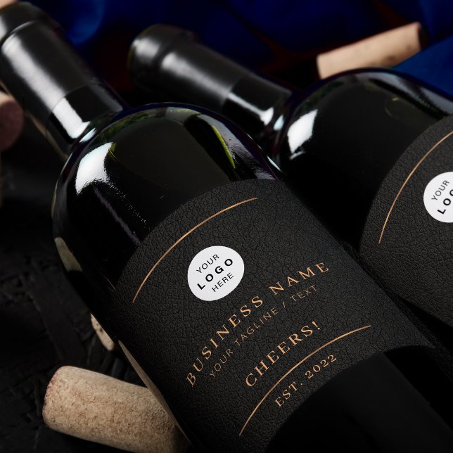 Add your logo black gold business company name  wine label (Creator Uploaded)