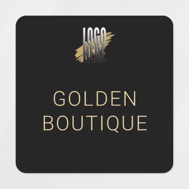 Add Your Logo Black Gold Business Name clothing Labels (Design 5)