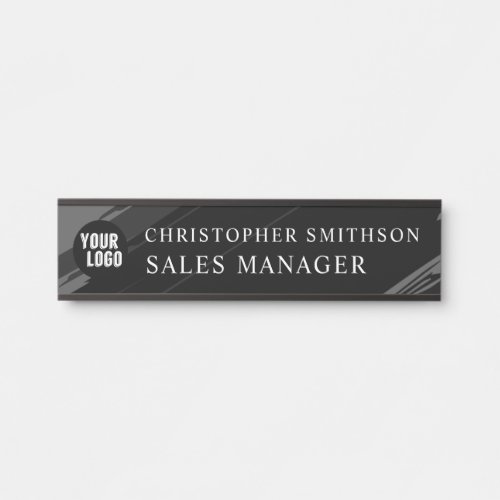 Add Your Logo Black Modern Plate Changeable Office Door Sign