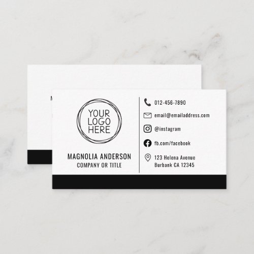 Add Your Logo Black White Minimalist Icons Business Card