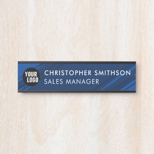  Add Your Logo Blue Modern Plate Changeable Office Door Sign