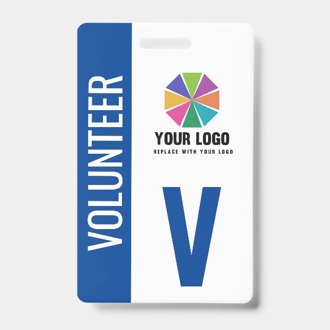 Add Your Logo Blue Volunteer Badge (Front)