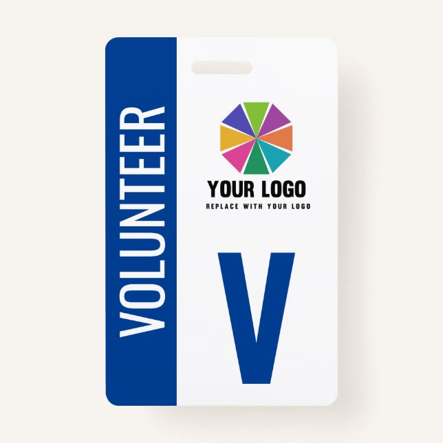 Add Your Logo Blue Volunteer Badge (Front)
