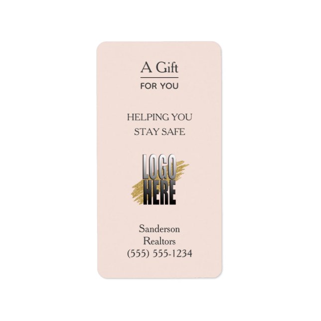 Add Your Logo Blush Business Promotional Label (Front)