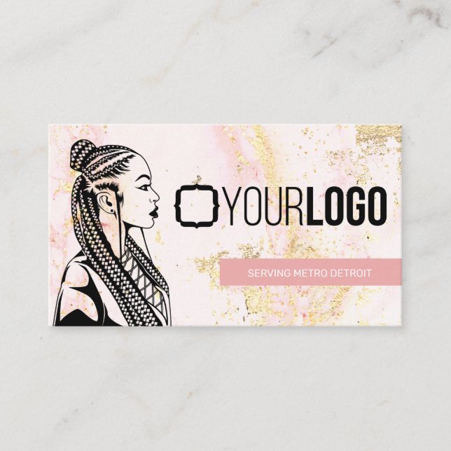 Add Your Logo Braid Stylist or Hair Braiding Salon Business Card (Front)