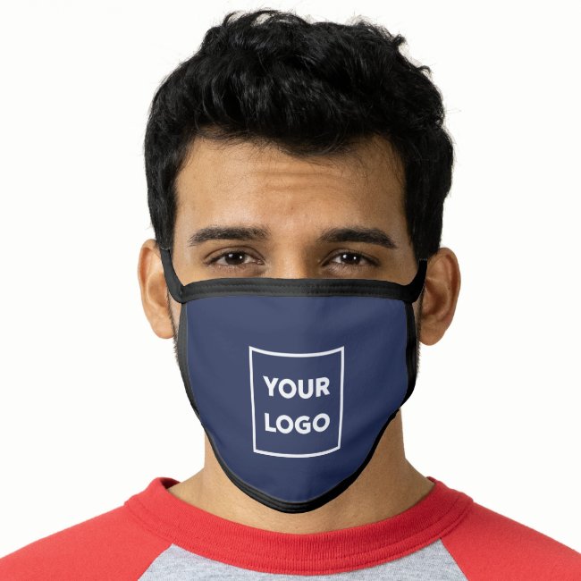 Add Your Logo Business Branded Navy Blue Face Mask