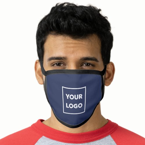 Add Your Logo Business Branded Navy Blue Face Mask