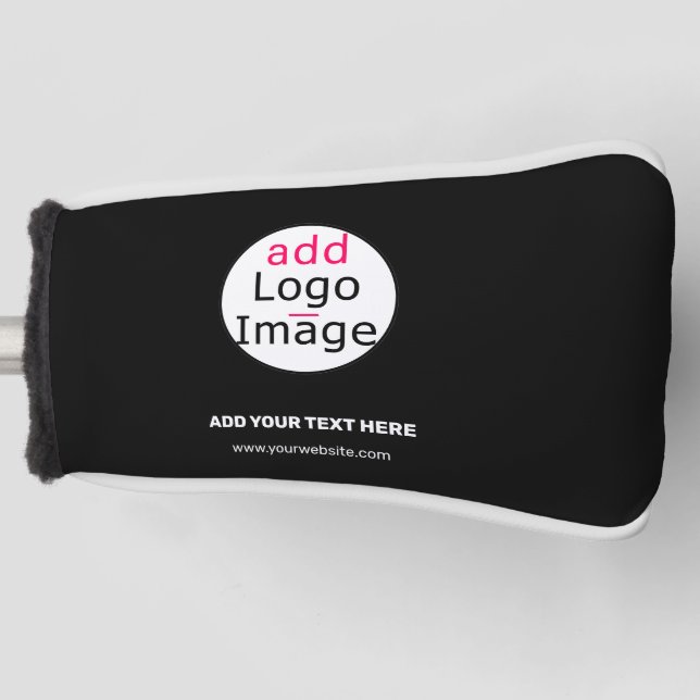Add Your Logo Business Chic Customizable Black  Golf Head Cover (Front)
