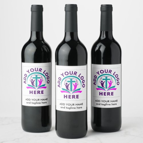 ADD YOUR LOGO Business Church Merchandise Wine Label