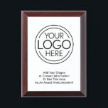 Add Your Logo Business Corporate Modern Minimalist Award Plaque<br><div class="desc">Perfect for an office convention or presentation gift, these logo award plaques are simple in design. You can change the background color to match the color that coordinates with your company logo. The extra lines of type can be used for company contact information or for a place to add a...</div>