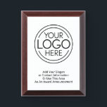 Add Your Logo Business Corporate Modern Minimalist Award Plaque<br><div class="desc">Perfect for an office convention or presentation gift, these logo award plaques are simple in design. You can change the background color to match the color that coordinates with your company logo. The extra lines of type can be used for company contact information or for a place to add a...</div>