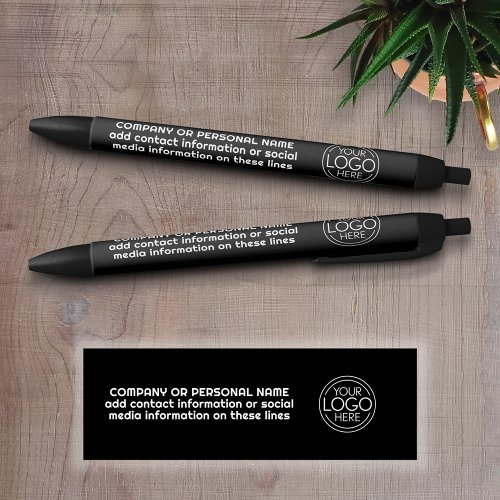 Add Your Logo Business Corporate Modern Minimalist Black Ink Pen