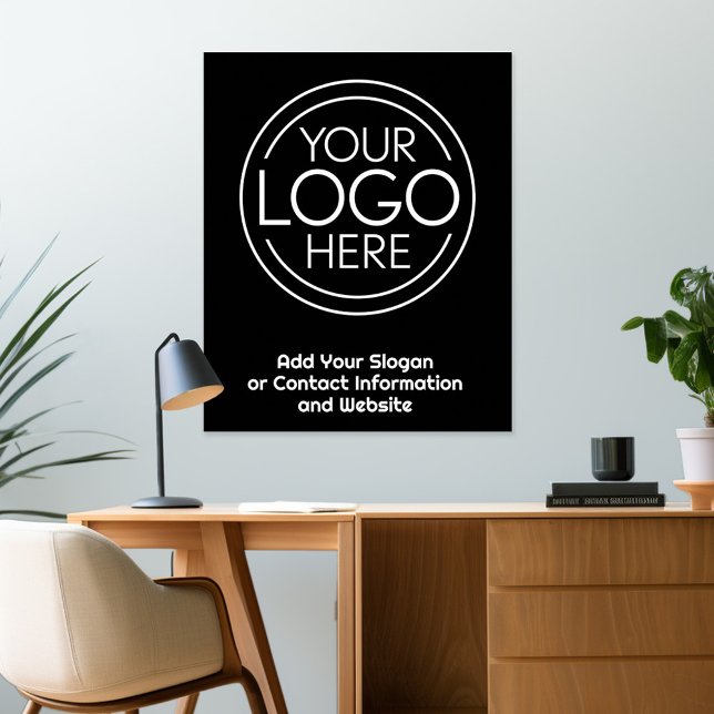 Add Your Logo Business Corporate Modern Minimalist Canvas Print (Logo sign for your office wall - add your logo to this design)